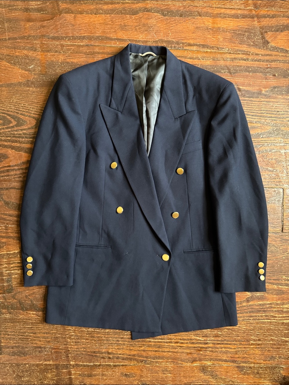 VTG Henry Grethel Double-Breasted Navy Men's Blazer with Gold Buttons 38R/38S